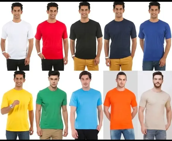 Reliable Polycotton Solid T-Shirt For Men Pack Of