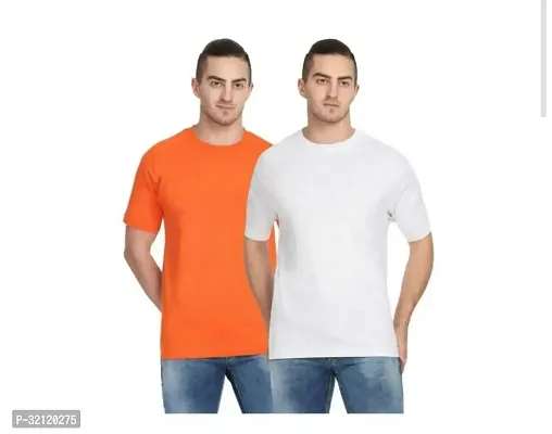 Elegant Polyester Blend Solid Round Neck Tees For Men-Pack Of 2-thumb0