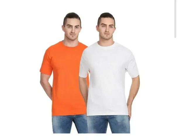 Stylish Solid Round Neck Tees For Men Pack of 2