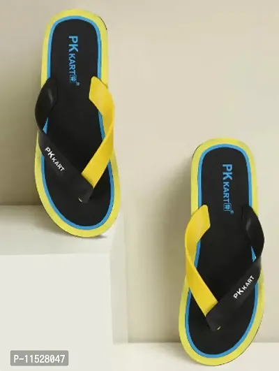 Stylish Yellow Rubber Self Design Slippers For Men