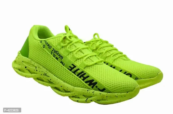 Men's Stylish Green Synthetic Leather Running Sports Shoes-thumb0