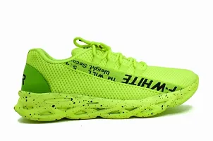 Men's Stylish Green Synthetic Leather Running Sports Shoes-thumb1