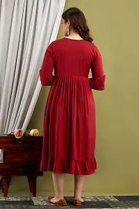 Elegant Red Solid Rayon Maternity Kurta For Women-thumb1