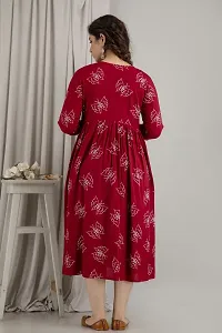 Elegant Maroon Printed Rayon Maternity Kurta For Women-thumb1