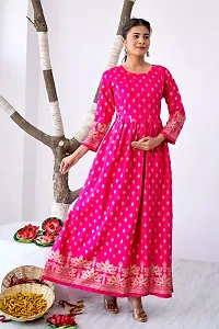 Elegant Pink Printed Rayon Maternity Kurta For Women-thumb3