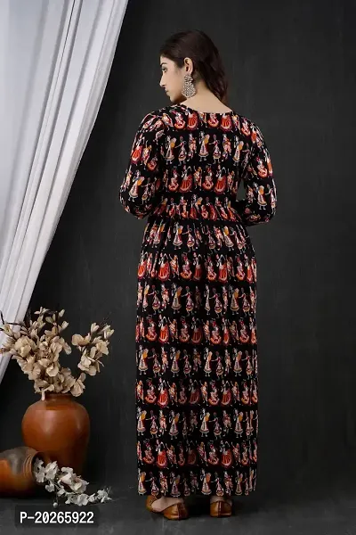 Elegant Black Printed Rayon Maternity Kurta For Women-thumb2