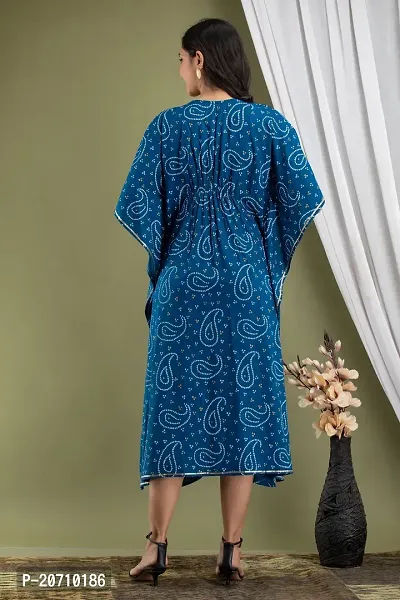 Stylish Kaftan Blue Rayon Kurti For Women-thumb2