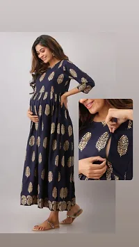 Fashion Rayon Printed Maternity kurti with Zip-thumb1