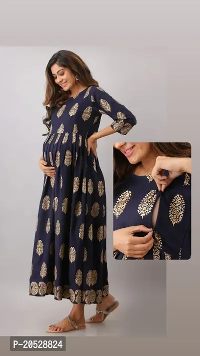 Fashion Rayon Printed Maternity kurti with Zip-thumb2