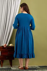 Elegant Teal Solid Rayon Maternity Kurta For Women-thumb2