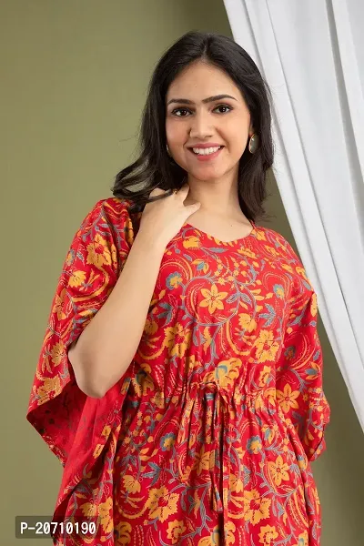 Stylish Kaftan Red Rayon Kurti For Women-thumb4