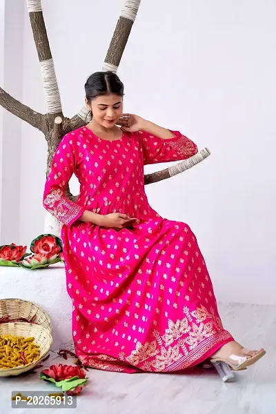 Elegant Pink Printed Rayon Maternity Kurta For Women-thumb3