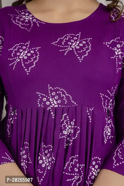 Elegant Purple Printed Rayon Maternity Kurta For Women-thumb3