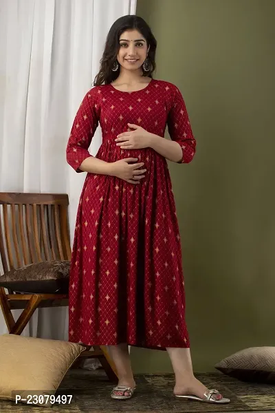 Classic Rayon Printed Maternity Kurtis for Women