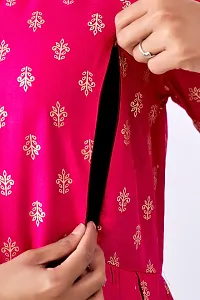 Elegant Pink Printed Rayon Maternity Kurta For Women-thumb1