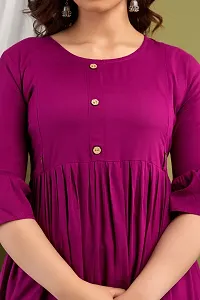 Elegant Purple Solid Rayon Maternity Kurta For Women-thumb3