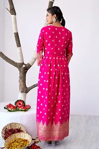 Elegant Pink Printed Rayon Maternity Kurta For Women-thumb1