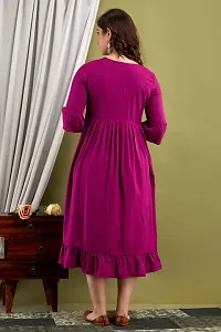 Elegant Purple Solid Rayon Maternity Kurta For Women-thumb1