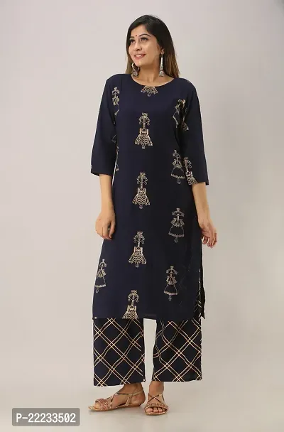 Stylish Blue Rayon Kurta Bottom Set For Women-thumb5