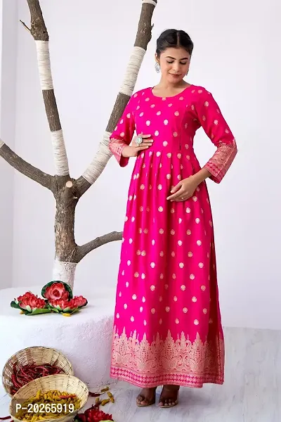 Elegant Pink Printed Rayon Maternity Kurta For Women-thumb0