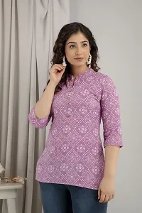 Elegant Pink Printed Rayon Short Kurta For Women-thumb2