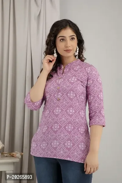 Elegant Pink Printed Rayon Short Kurta For Women-thumb3