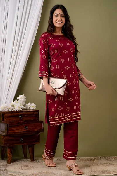 Elegant Viscose Rayon Kurta with Pant Set For Women