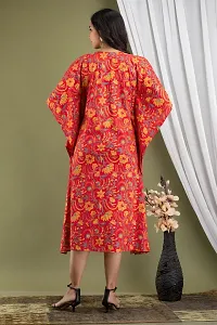 Stylish Kaftan Red Rayon Kurti For Women-thumb1