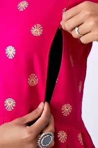 Elegant Pink Printed Rayon Maternity Kurta For Women-thumb2
