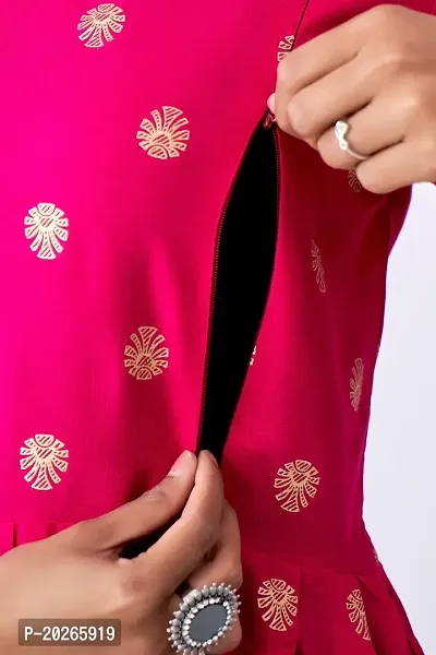 Elegant Pink Printed Rayon Maternity Kurta For Women-thumb3