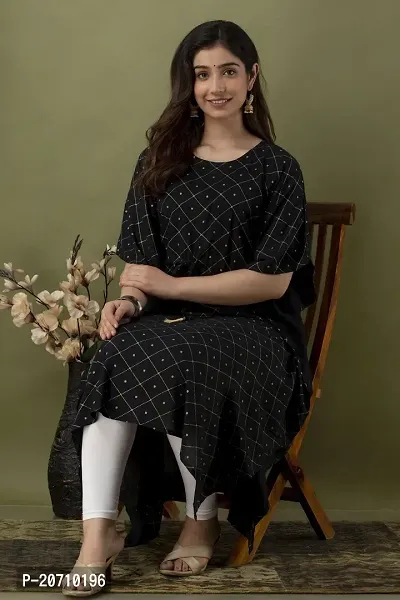 Stylish Kaftan Black Rayon Kurti For Women-thumb3