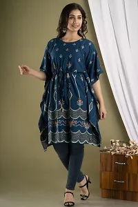 Stylish Kaftan Blue Rayon Kurti For Women-thumb2