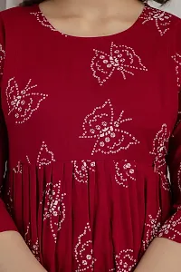 Elegant Maroon Printed Rayon Maternity Kurta For Women-thumb3