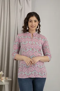 Elegant Pink Printed Rayon Short Kurta For Women-thumb2