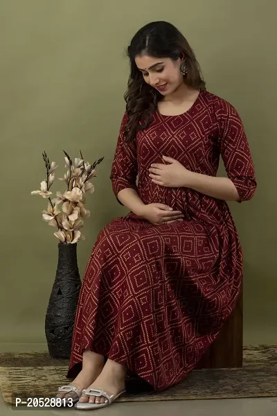 Fashion Rayon Printed Maternity kurti with Zip