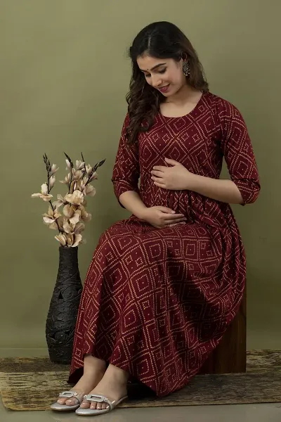 Classic Rayon Printed Maternity Kurtis