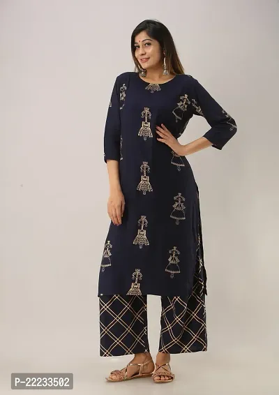 Stylish Blue Rayon Kurta Bottom Set For Women-thumb3