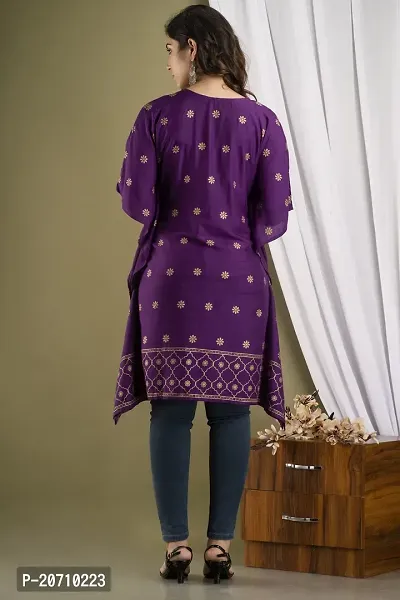 Stylish Kaftan Purple Rayon Kurti For Women-thumb2