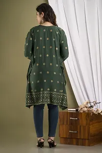 Stylish Kaftan Green Rayon Kurti For Women-thumb1