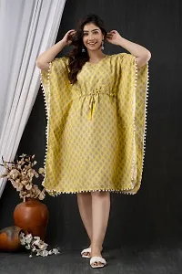 Stylish Kaftan Yellow Rayon Kurti For Women-thumb2