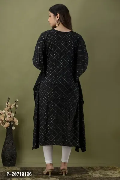 Stylish Kaftan Black Rayon Kurti For Women-thumb2