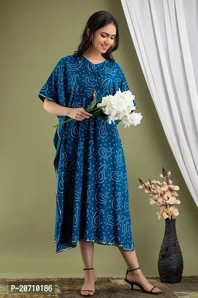 Stylish Kaftan Blue Rayon Kurti For Women-thumb3