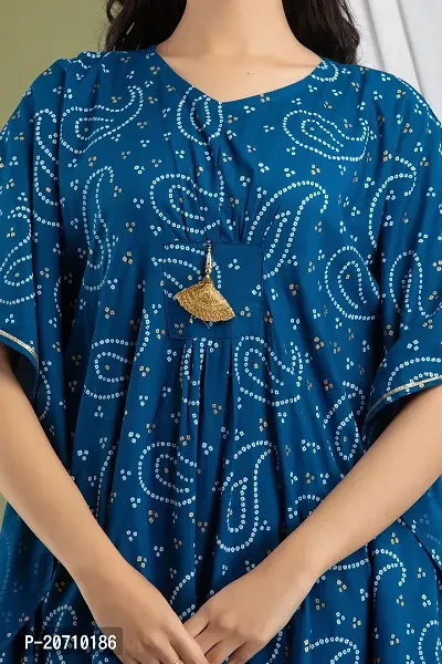 Stylish Kaftan Blue Rayon Kurti For Women-thumb4