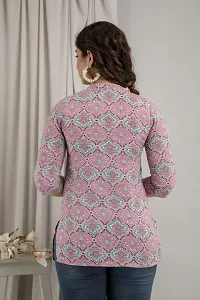 Elegant Pink Printed Rayon Short Kurta For Women-thumb1