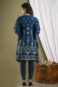 Stylish Kaftan Blue Rayon Kurti For Women-thumb1