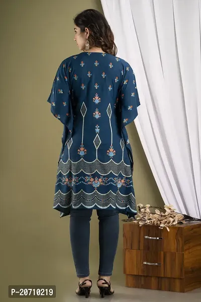 Stylish Kaftan Blue Rayon Kurti For Women-thumb2