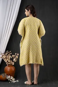 Stylish Kaftan Yellow Rayon Kurti For Women-thumb1