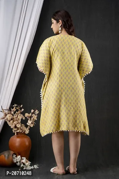 Stylish Kaftan Yellow Rayon Kurti For Women-thumb2