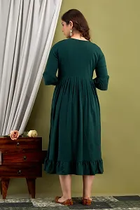 Elegant Green Solid Rayon Maternity Kurta For Women-thumb2