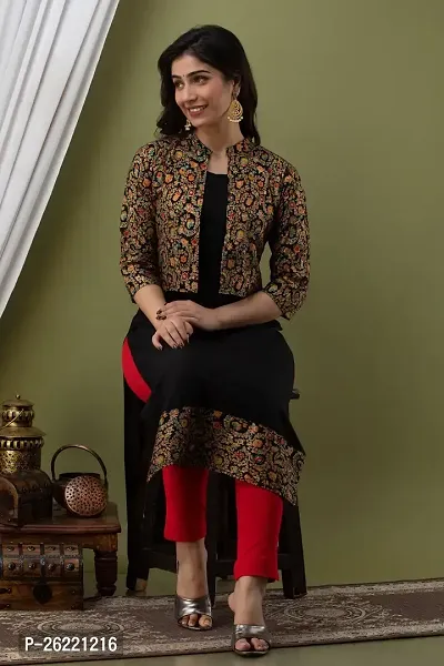 Classic Viscose Rayon Kurti with Jacket for Women-thumb0